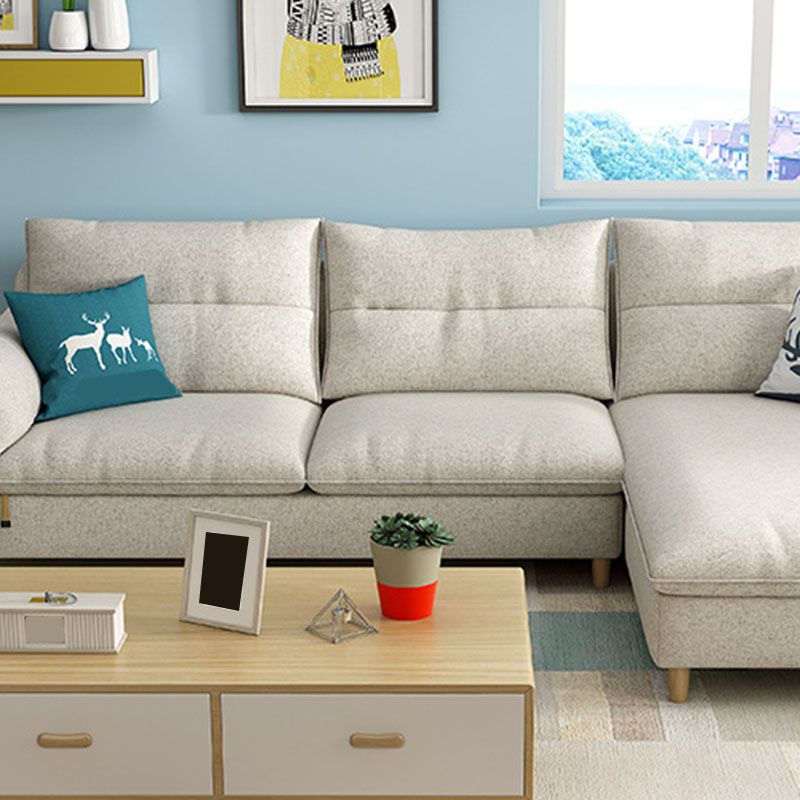 Scandinavian Sectional Sofa Fabric Storage Stationary Sectional