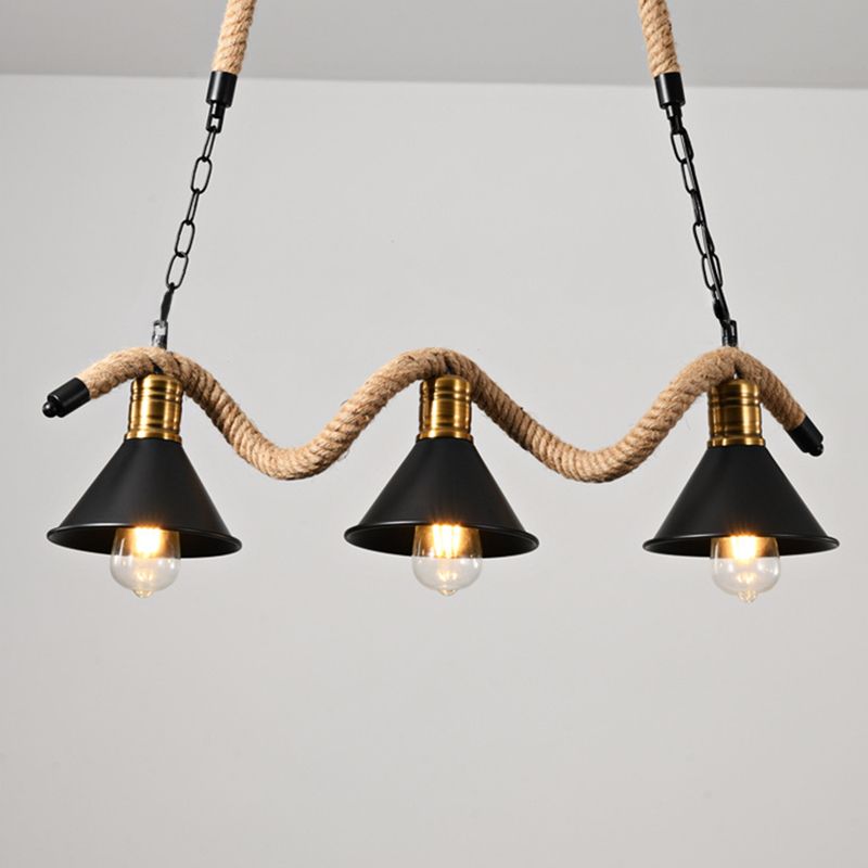Island Pendant Natural Rope Light Retro Room Light Foyer Light