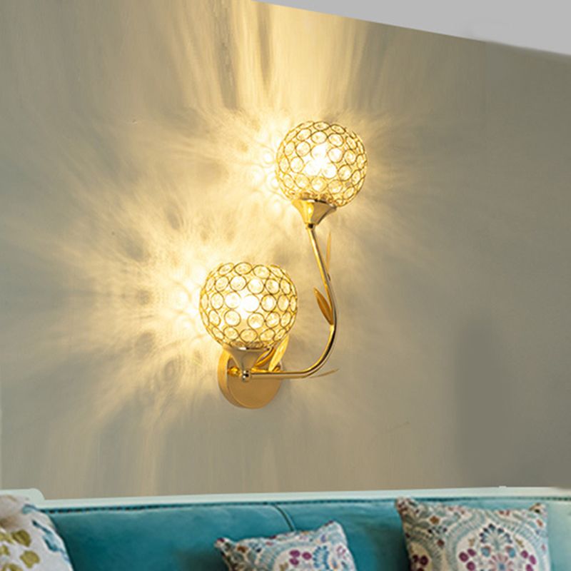 Ball Shade Crystal Wall Light Contemporary Wall Sconce Lighting for Living Room