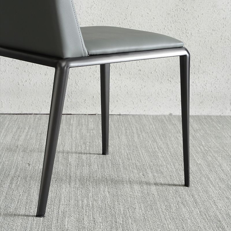 Sillas laterales contemporáneas sin brazos con respaldo sólido, sillas de comedor de cuero para el hogar (juego de 2)