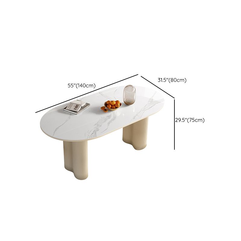 Contemporary Kitchen Dinner Table Oval Double Pedestal Dining Table