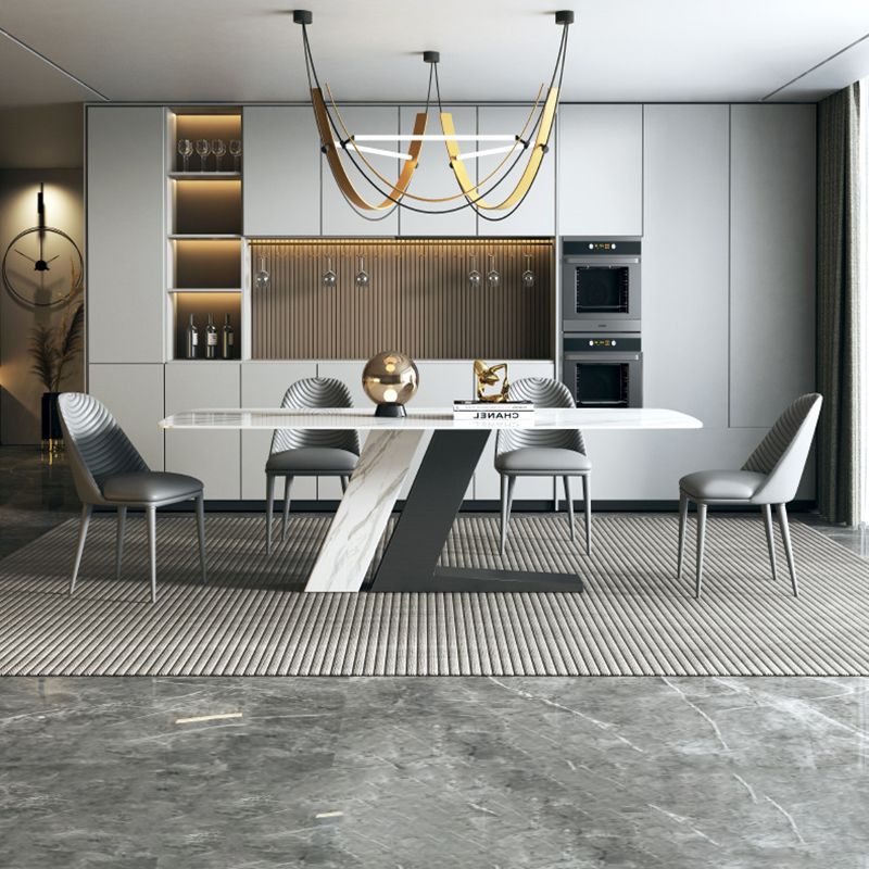 Contemporary Style Sintered Stone Rectangle Table Set 1/4/5/7 Pieces Set