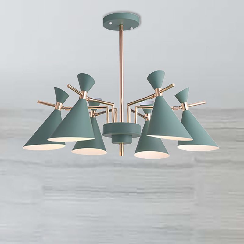 Bedroom Horn Shape Hanging Ceiling Lamp Metal Modern Style 6 Lights Hanging Chandelier