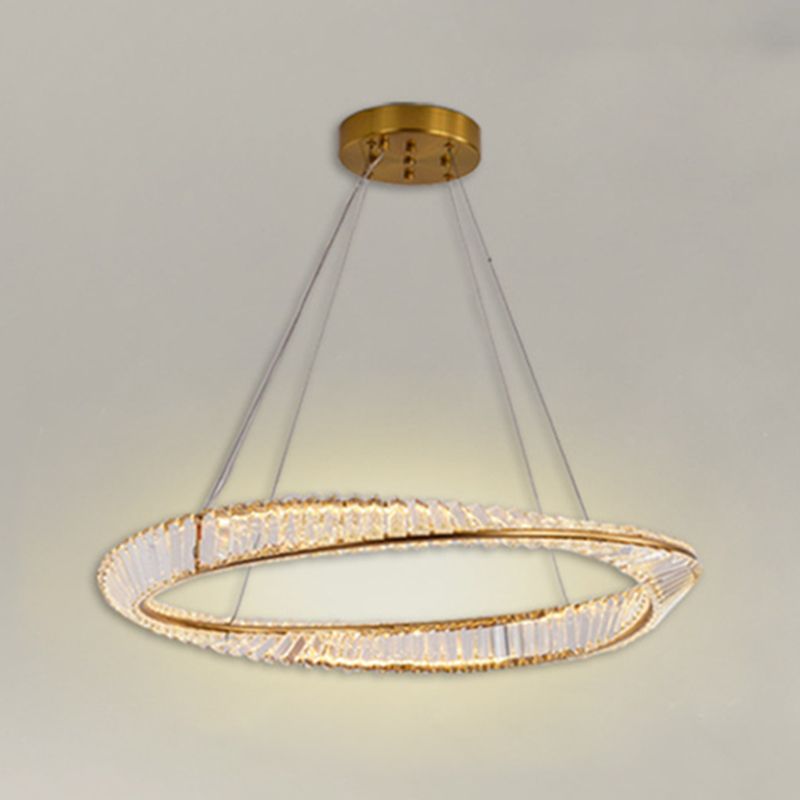 Crystal Round Shape Hanging Ceiling Light Modern 1 Light Pendant Lighting in Gold