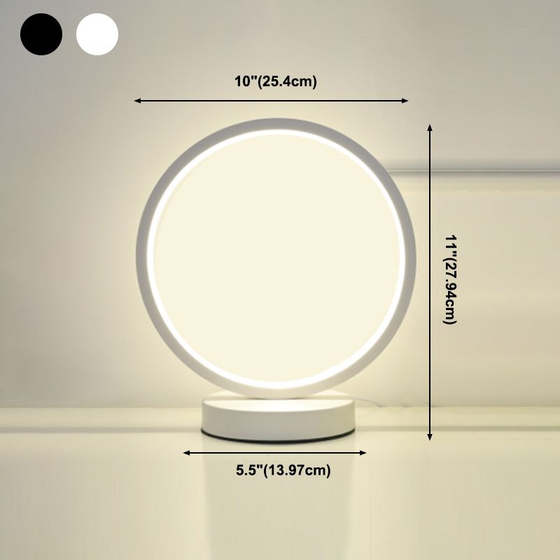 Modern Style Linear Table Lamp Silicone Shade Round Desk Light for Bedroom