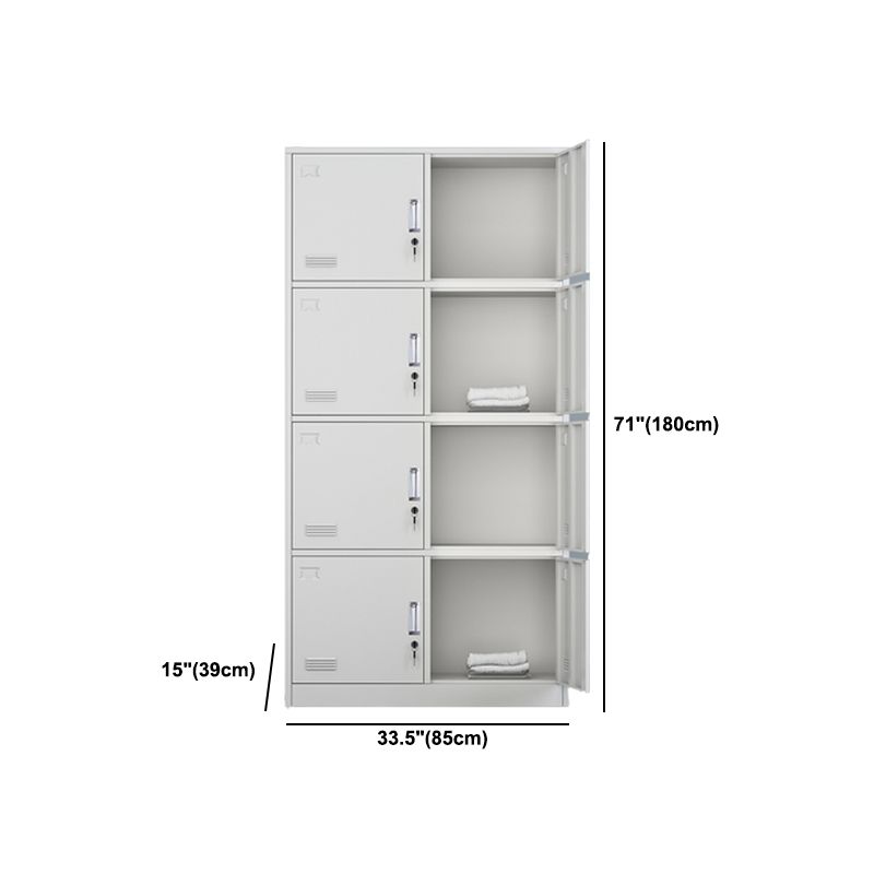 Grey Steel Wardrobe Armoire Contemporary Hinged Wardrobe Cabinet