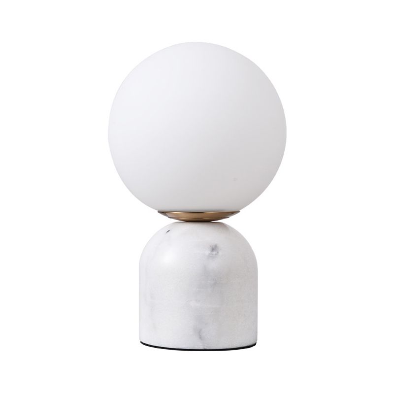 Ball Cream Glass Small Night Lamp Designer 1-Light Green/White/Black Table Light with Dome Marble Base