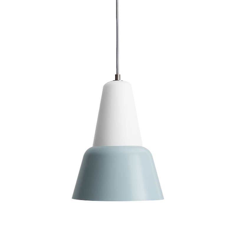 Cone Hanging Light Fixture Macaron Metal 1 Head 6.5"/10.5" Height Pink/Blue/Black Pendant Ceiling Light