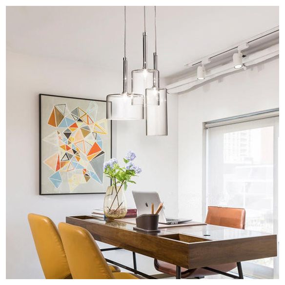 3/6/10 Lichter Speisesaal Cluster Beleuchtung mit Zylinder klarer Glasschatten moderne Chrom -LED -LED -Lampe