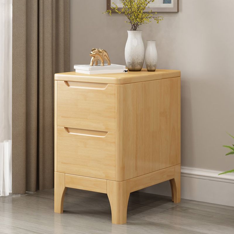 Solid Wood Accent Table Nightstand Contemporary Night Table with Drawers