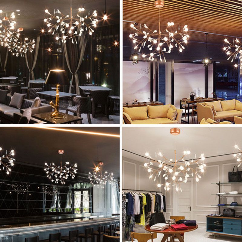 Glowworm Chandelier Light Fixtures Modern Multi-Head Hanging Pendant Lights with Acrylic Shade