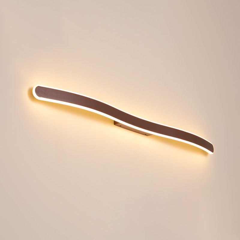 Metal Thin Vanity Wall Sconce Modern Style 1 Light Vanity Lighting Fixtures in Brown