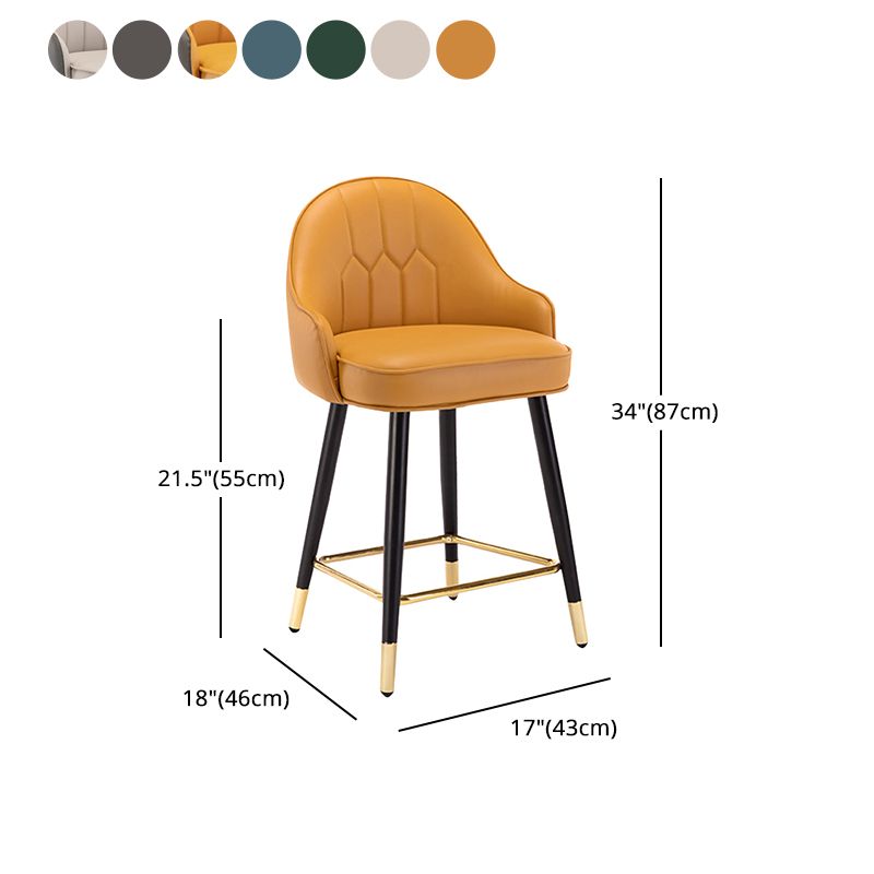 Modern Armless Backrest Counter Stool Iron Bedroom Bar Stool with Cushion and Pedal