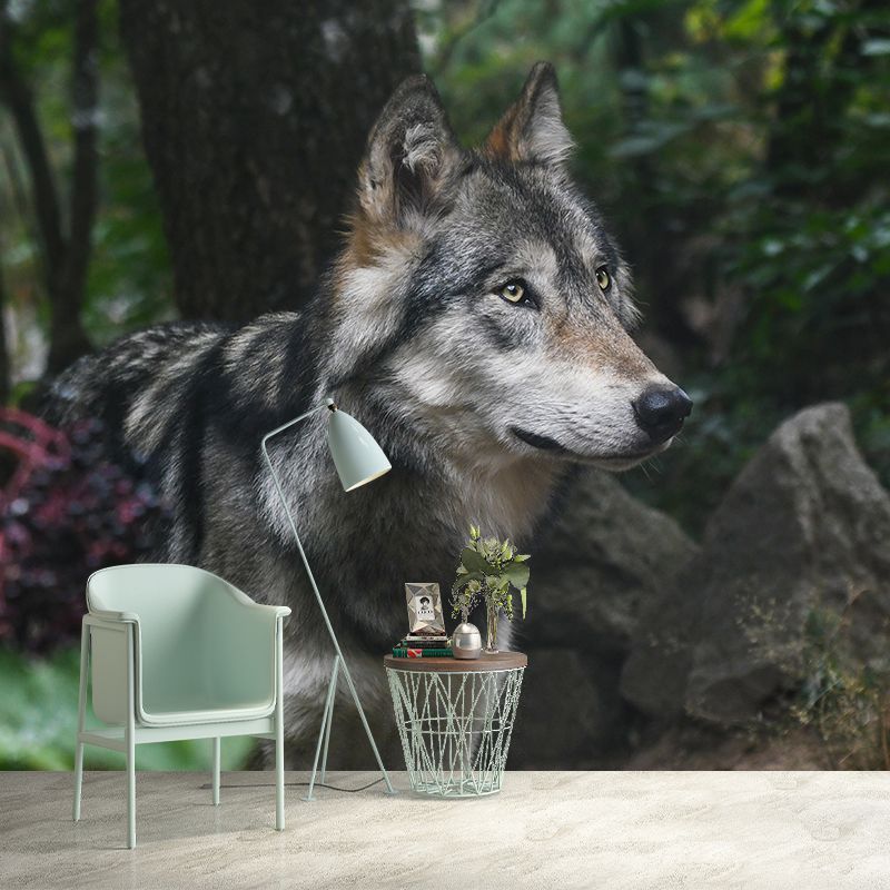 Ferocious Wolf Mural Wall Decor Mildew Resistant Living Room Wall Mural Wall Art