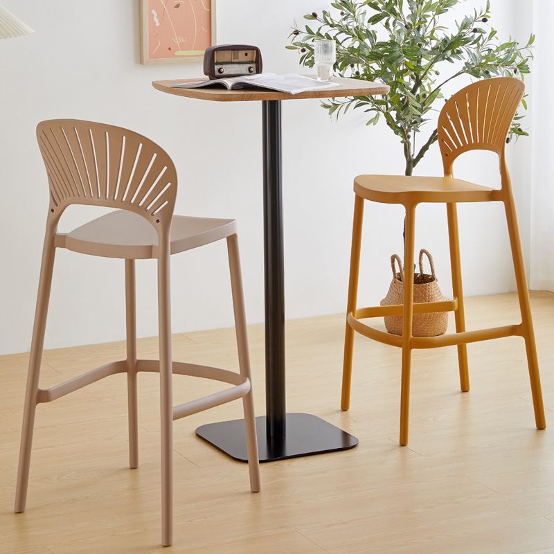 Modern Low Back Bar Stool Plastic Footrest Stackable Counter Stool