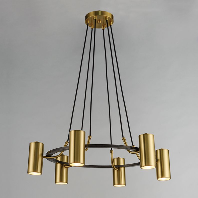 Postmoderne stijl metalen kroonluchter verlichtingsarmatuur gouden cilinder hanger licht