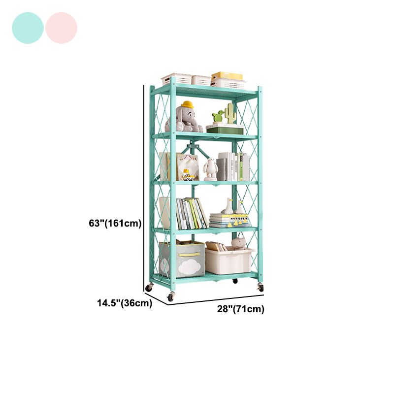 Nordic Foldable Metal Storage Bookshelf Rectangle Movable Open Bookcase