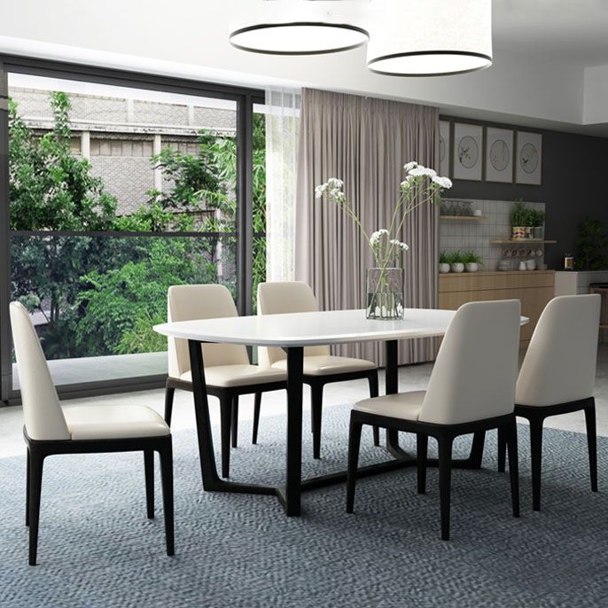 Silla de comedor de madera de goma industrial para acabado mate de cuero silla lateral (juego de 2)