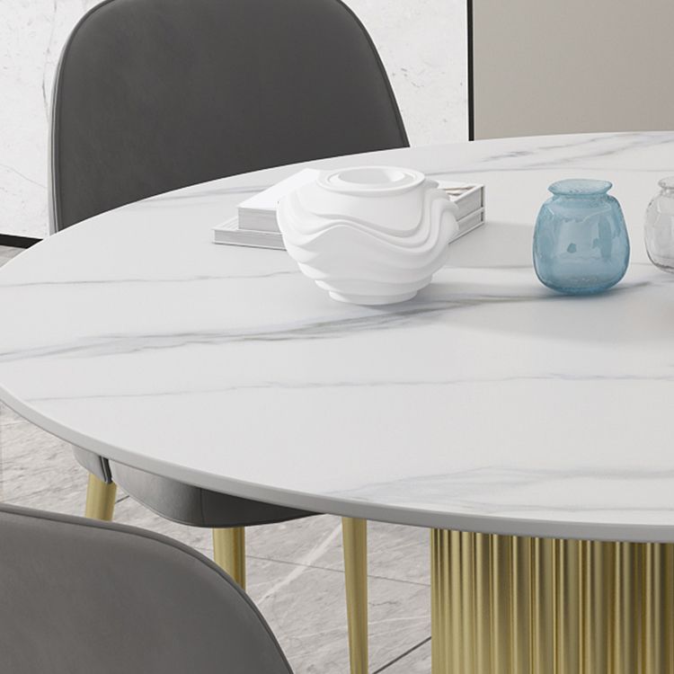 Glam 1/7 Pieces Dining Set Round Stone Dining Table for Dining Room