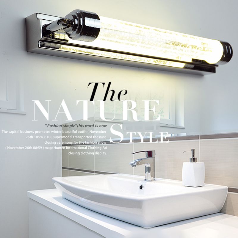 Sombra lineal de 1 luces mate de pared moderno espejo de cristal espejo de la pared lámpara de montaje en plata