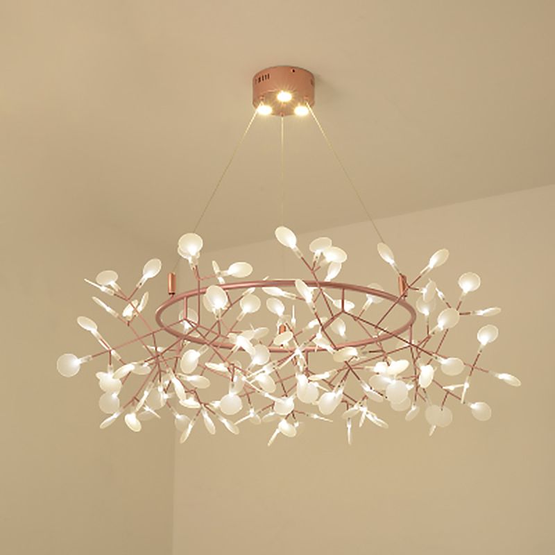 Modernist Style Circular Chandelier Metal Multi Light Ceiling Chandelier in Rose Gold
