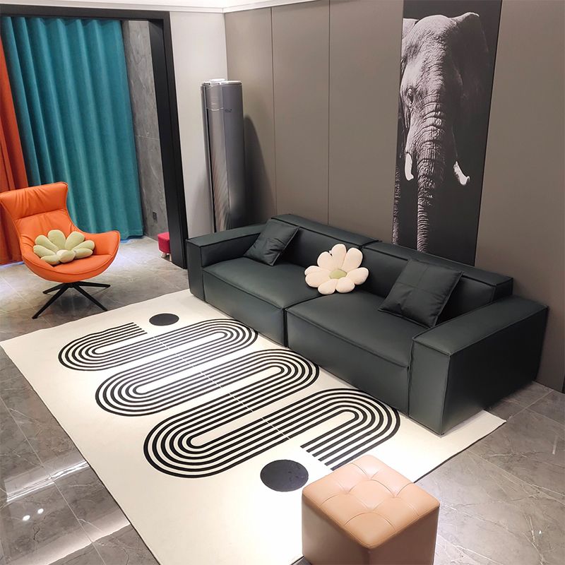 Fancy White Area Carpet Stripe Pattern Modern Area Rug Polyester Non-Slip Backing Rug for Home Decor