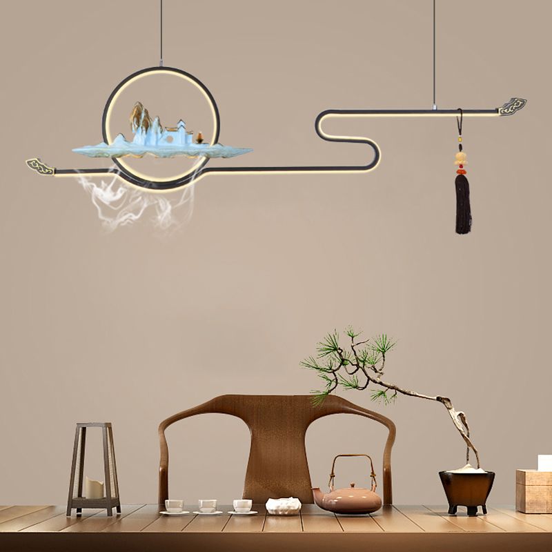 Resina luces colgantes colgantes chinas lámparas colgantes lineales modernas para comedor