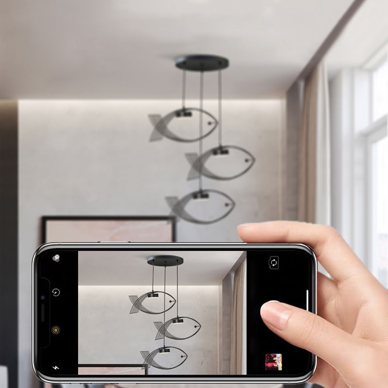 Luz colgante de pescado artístico Minimalista Metal Comedor LED LECHE