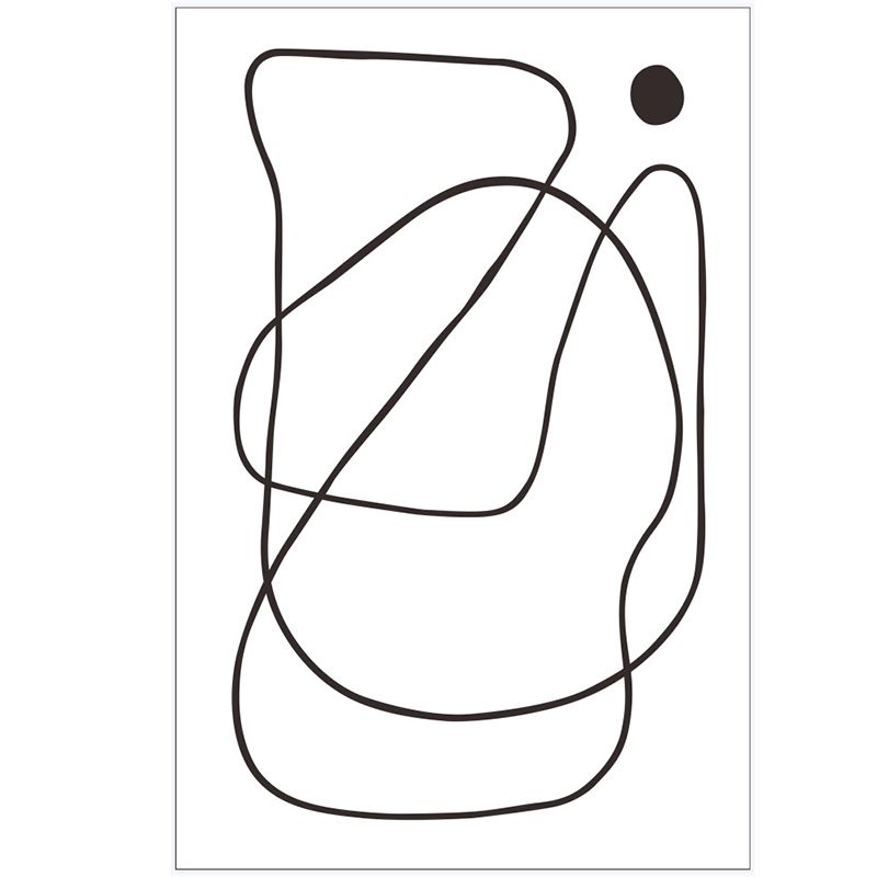 White Tone Modern Rug Polyester Carpet Abstract Lines Indoor Rug Non-Slip Backing for Living Room