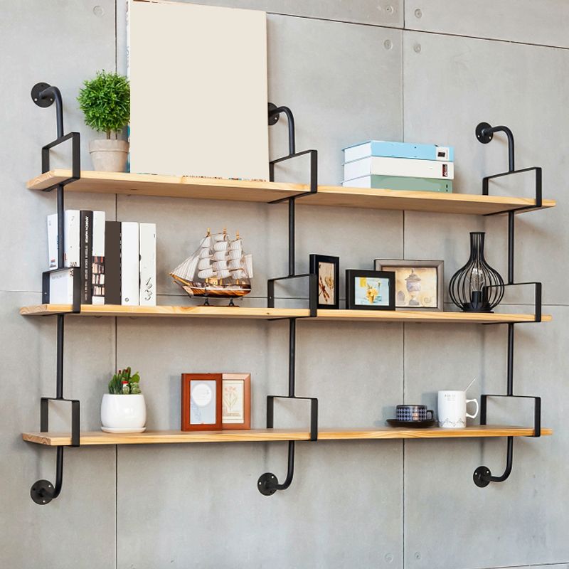 9.84"W Bookshelf Industrial Style Wall Mounted Solid Wood Bookcase for Home Office