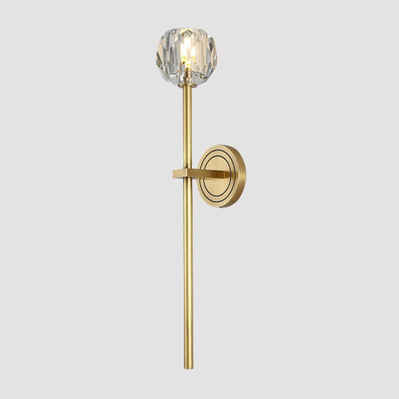 Nordic Brass Wall Light Globe Gold Wall Sconce with Crystal for Living Room