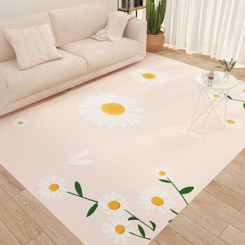 Brown Nordic Rug Polyester Contrast Color Rug Non-Slip Backing Rug for Drawing Room