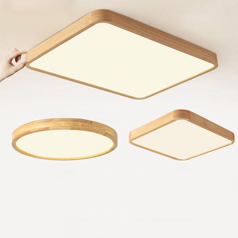 Modern Style Geometrical Flush Mount Lighting Wood 1-Light Flush Mount Led Light