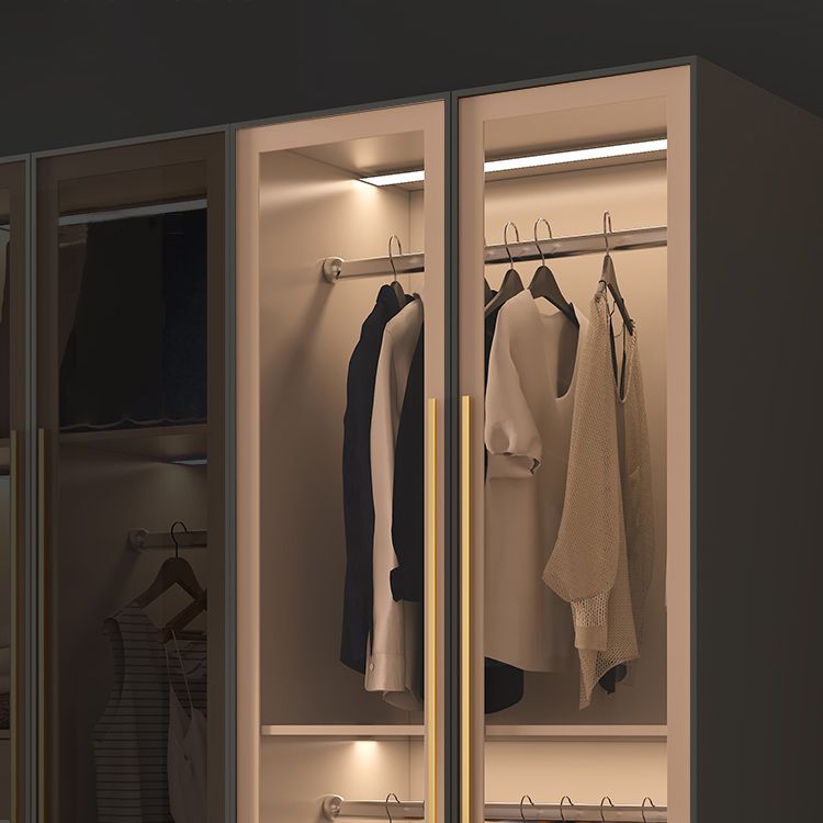 Modern Hinged Door Wardrobe for Home White Cabinet with Glass Door