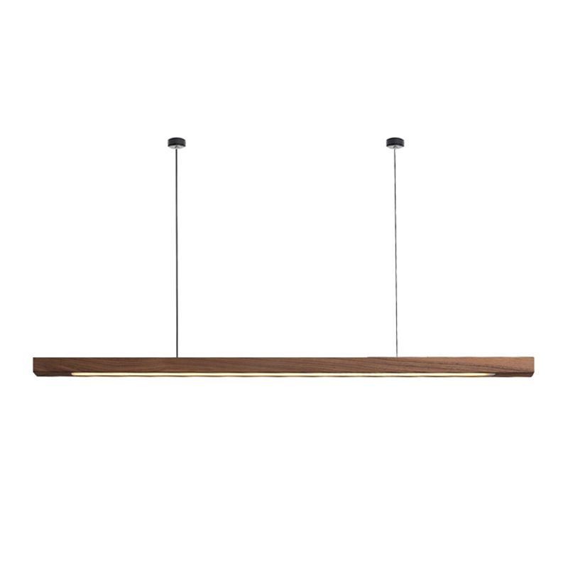 Linear Shape Island Light Modern Style Wood One Light Pendant Light Fixture