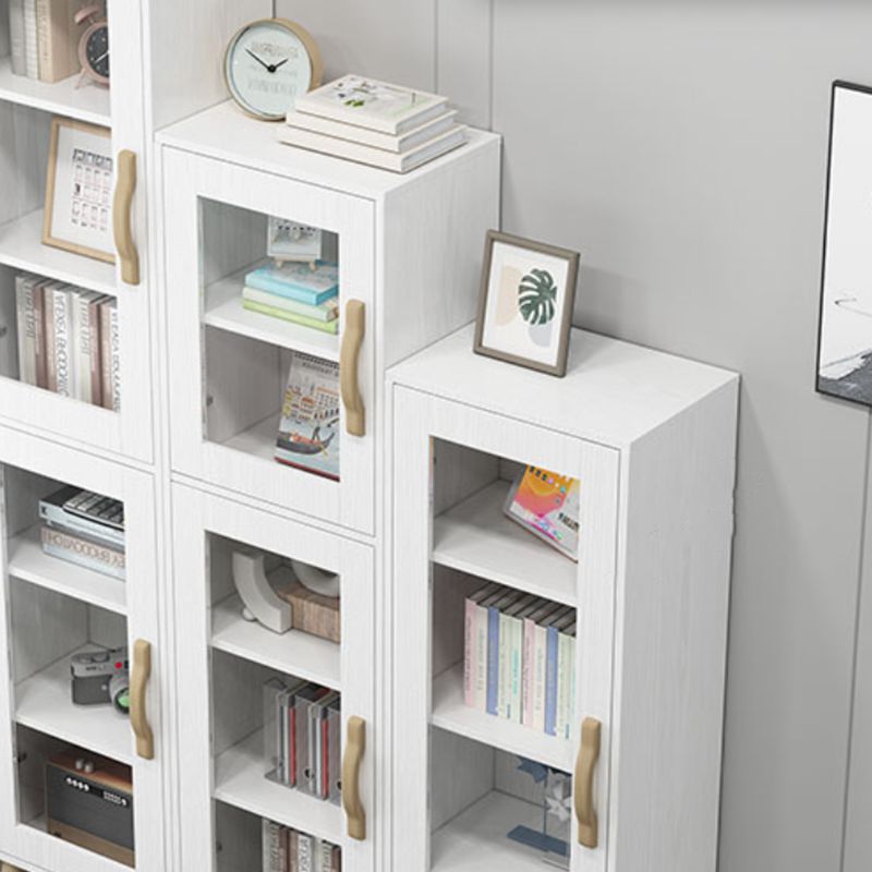 Engineered Wood Standard Bookshelf Modern White Bookcase with Shelves