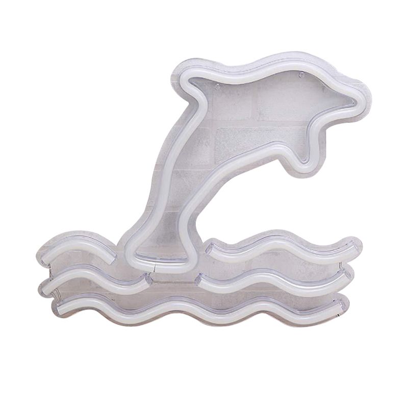 Cartoon Dolphin Night Lamp Niños de plástico Iluminación de pared de la pared en blanco