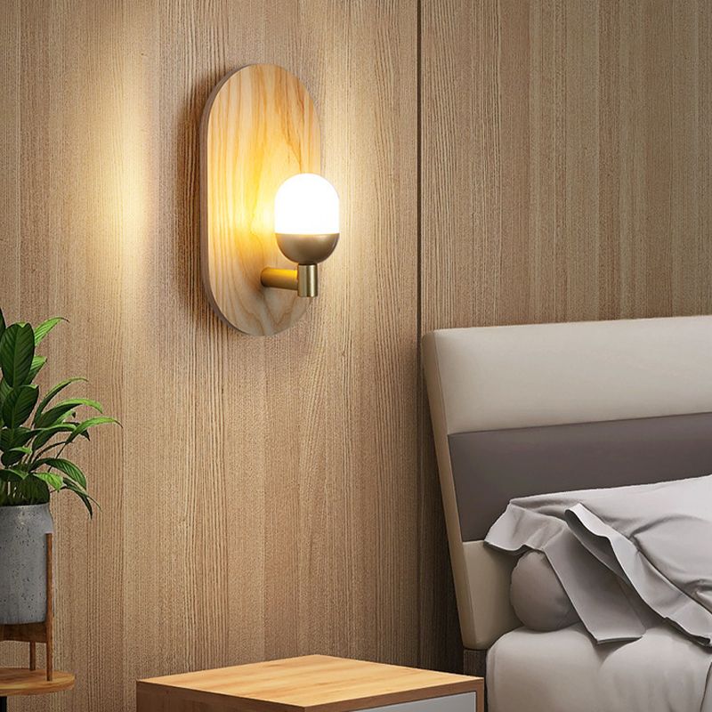 Single Contemporary Beige Metallic Shaded Wooden Wall Mounted for Foyer