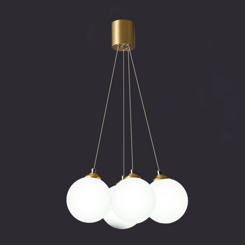 Moderne eenvoud hanglamp koperen bol hangende lamp met witte glazen schaduw