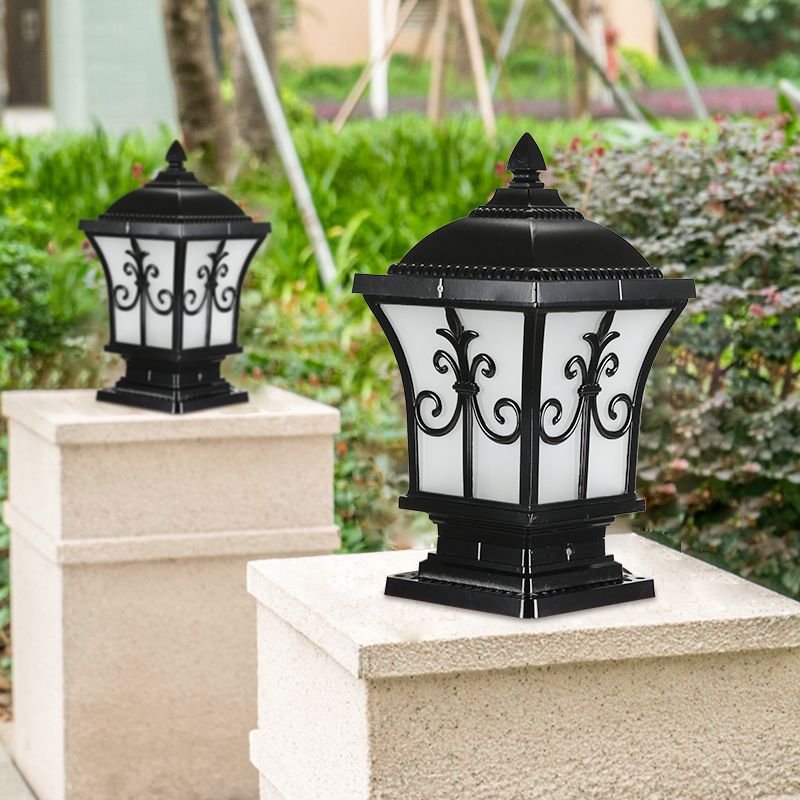 Black Outdoor Lights Waterproof Square Pillar Lamp for Garden