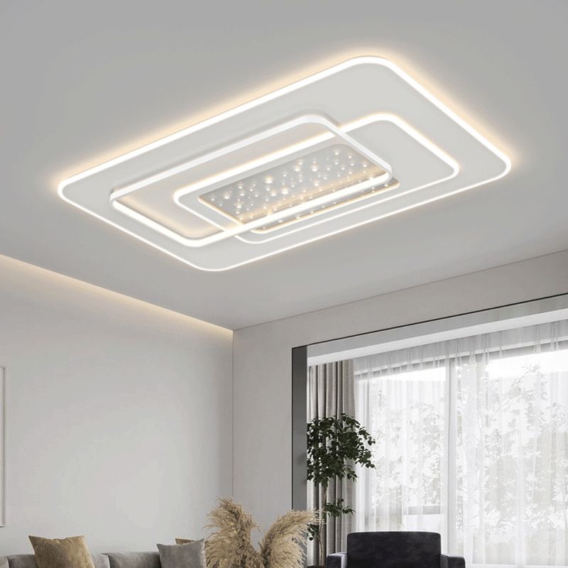 LED Metal Flush Mount Modern Geometric Shape Ceiling Light with Acrylic Shade for Bedroom