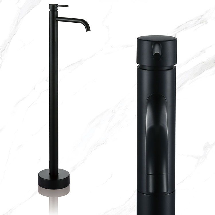 Modern Floor Mounted Metal Freestanding Tub Filler Single Handle Freestanding Faucet
