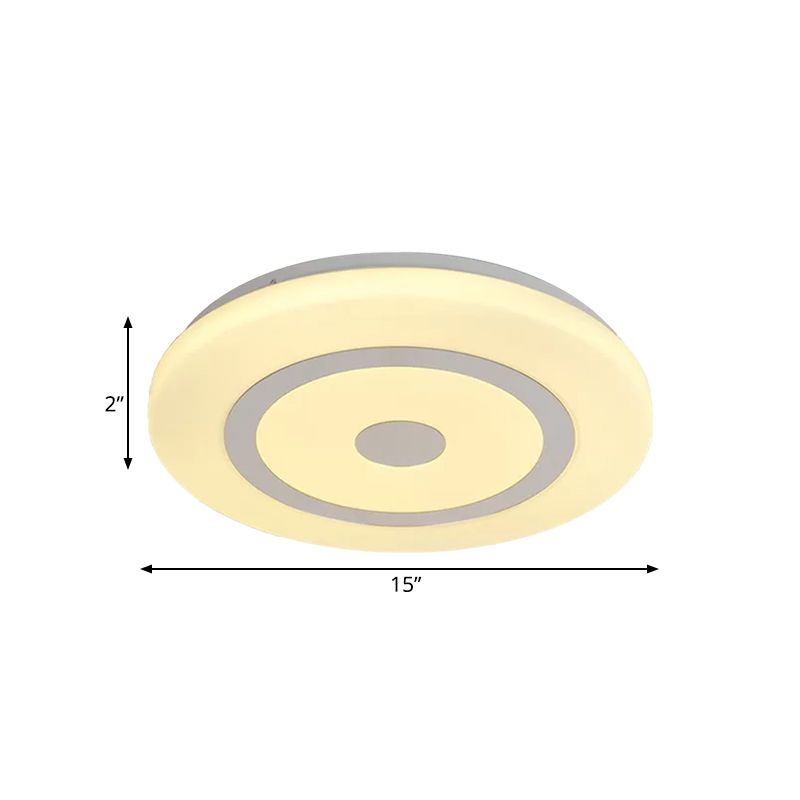 Lampada da incasso moderna rotonda a LED in acrilico con diametro di 15"/19" per camera da letto, in bianco e nero