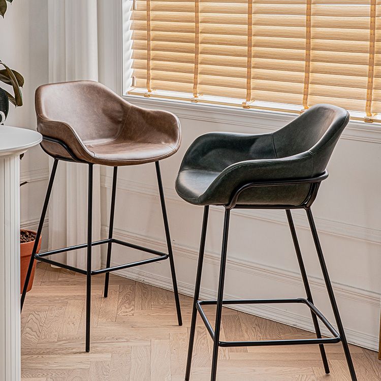 1Pcs Industrial Style Counter Stool Iron Upholstered Bristol Bar Stool with Bucket Seat