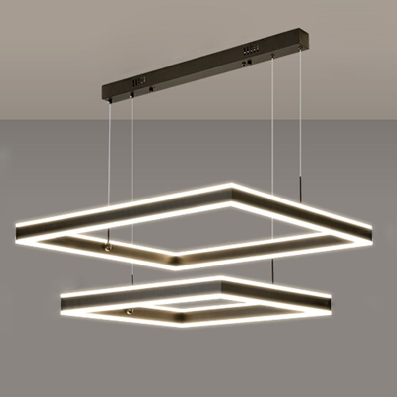 Modern Square Chandelier Light Fixtures Multi-Tier Hanging Pendant Lamps for Living Room