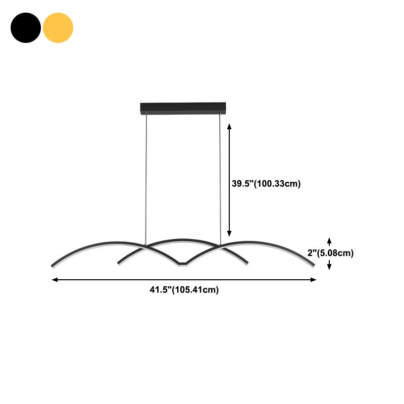 Metal Linear Shape Chandelier Light Modern Style 2 Lights Chandelier Light Fixture