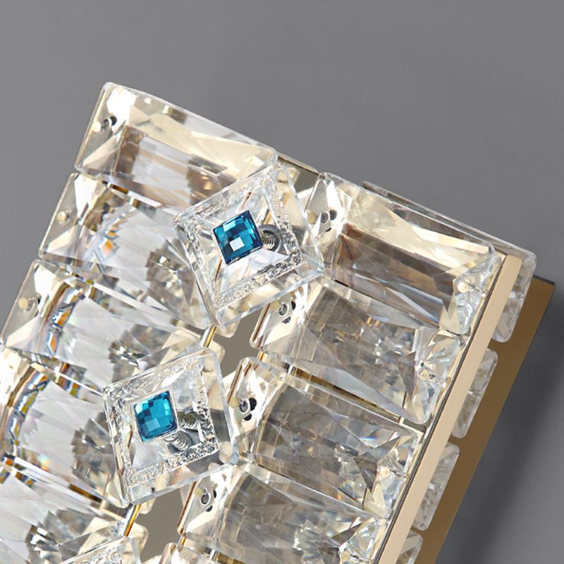 Quadratische Schattenkristallwandleuchter moderner Stil 2 Lichter Wandmontage Leuchte in Gold