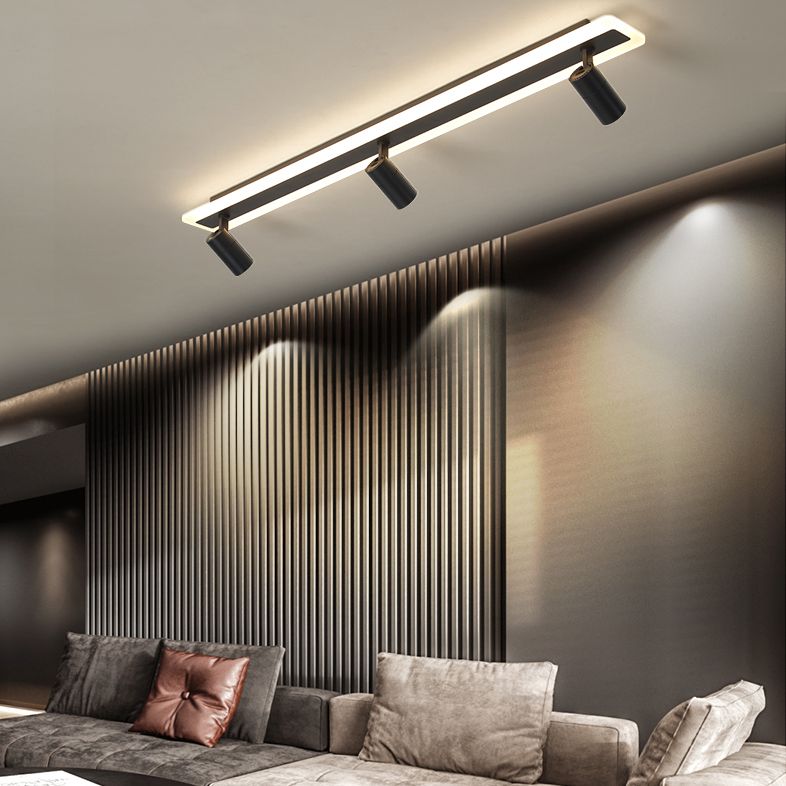 Modern Linear LED Track Lighting 3-Light Wrought Iron Flush Mount Spotlight