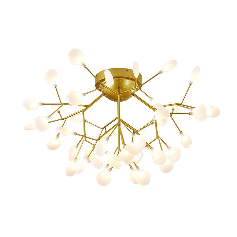 Branch Bedroom Flush Mount Chandelier Metallic Minimalist LED Semi Flush Light Fixture