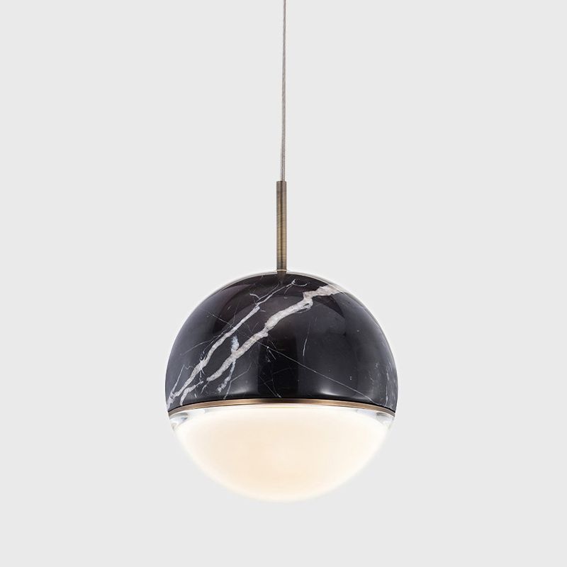 Marble Globe Hanging Light Fixture Postmodern Dining Room LED Pendant Light